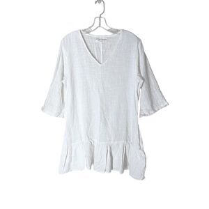 All That Remains Cotton Gauzy Midi Dress White Australian Sustainable AU12/US 8